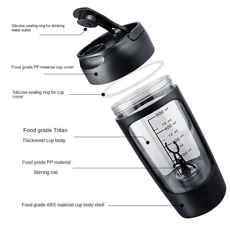 Electric Protein Shaker Bottle — Motorized Vortex Mixer for Zero-Clump Shakes