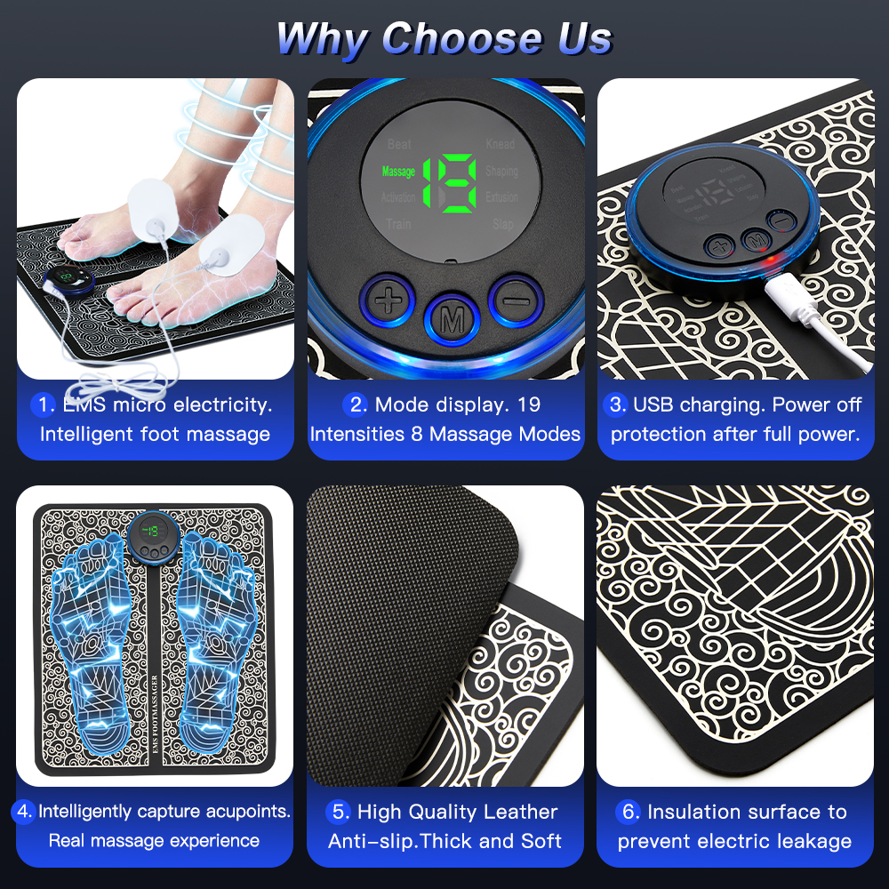 EMS Foot Massage Pad — Electrical Stimulation for Circulation & Fatigue Recovery
