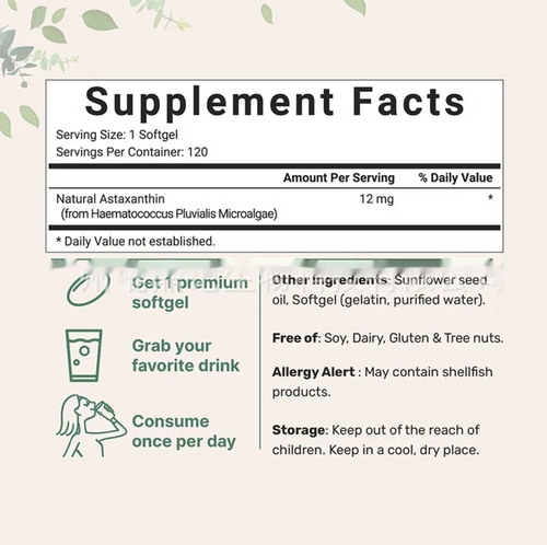 Astaxanthin 120 Capsules — The World's Most Powerful Antioxidant for Recovery & Anti-Aging