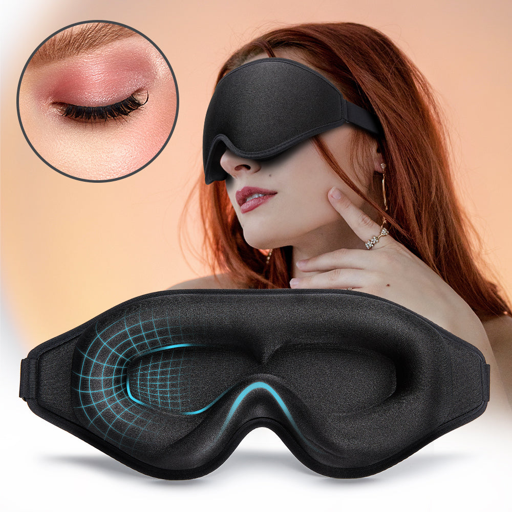 3D Contoured Sleep Mask — Zero Eye Pressure Blackout for Travel & Deep Sleep